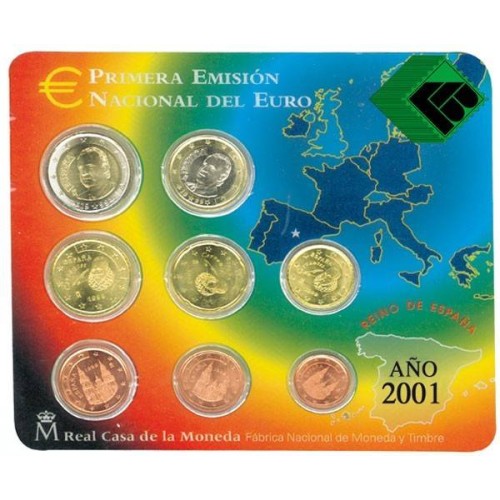MONEDA ESPAÑA 2001 - EUROSET BU CARTERITA EUROS 2001 (8 MONEDAS) - FNMT