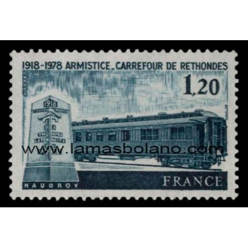SELLOS FRANCIA 1978 - ARMISTICIO DE RETHONDES 60 ANIVERSARIO - 1 VALOR - CORREO