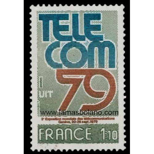 SELLOS FRANCIA 1979 - 3 EXPOSICION MUNDIAL DE TELECOMUNICACIONES TELECOM 79 - 1 VALOR - CORREO