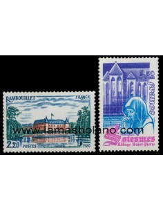 SELLOS FRANCIA 1980 - CASTILLO DE RAMBOUILLET, ABADIA SAINT PIERRE DE SOLESMES - 2 VALORES - CORREO