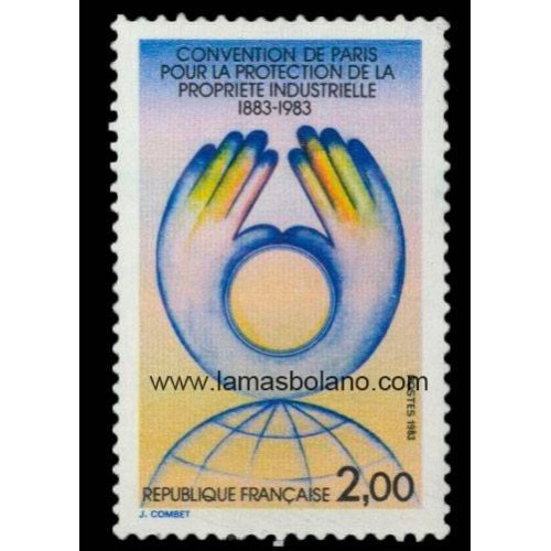 SELLOS FRANCIA 1983 - CONVENCION DE PARIS PARA LA PROTECCION DE LA PROPIEDAD INDUSTRIAL - 1 VALOR - CORREO