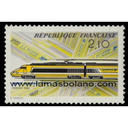 SELLOS FRANCIA 1984 - TGV POSTAL PUESTA EN SERVICIO - 1 VALOR - CORREO