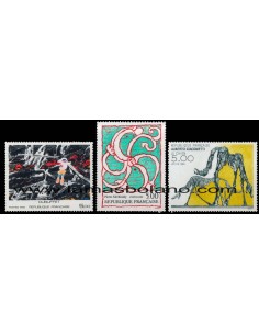 SELLOS FRANCIA 1985 - DUBUFFET, PIERRE ALECHINSKY, ALBERTO GIACOMETTI - 3 VALORES - CORREO