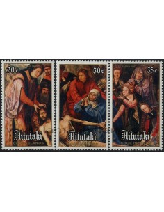 SELLOS DE AITUTAKI DE 1980 - PASCUA EL ENTIERRO DE CRISTO - 3 VALORES - CORREO