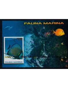 SELLOS CUBA 2015 - FAUNA MARINA - HOJITA BLOQUE 
