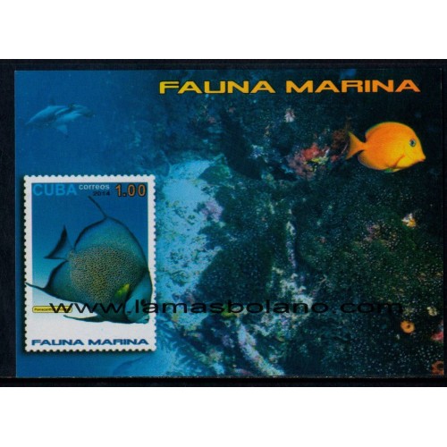 SELLOS CUBA 2015 - FAUNA MARINA - HOJITA BLOQUE 