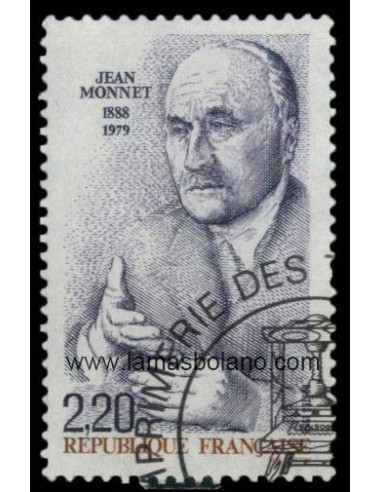 SELLOS FRANCIA 1988 - JEAN MONNET CENTENARIO DEL NACIMIENTO - 1 VALOR MATASELLADO - CORREO