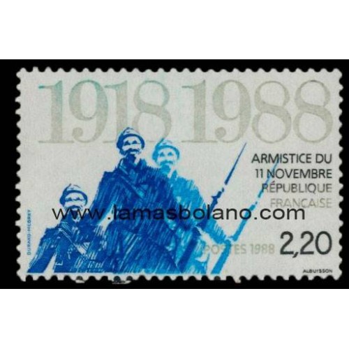 SELLOS FRANCIA 1988 - ARMISTICIO DEL 11 NOVIEMBRE 1918 70 ANIVERSARIO - 1 VALOR - CORREO