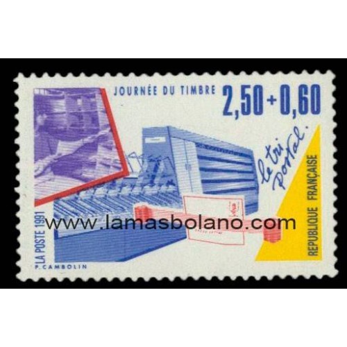 SELLOS FRANCIA 1991 - DIA DEL SELLO, LOS ARTESANOS DEL CORREO - 1 VALOR - CORREO