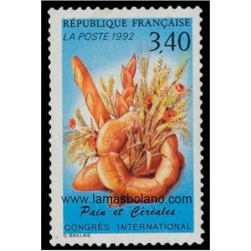 SELLOS FRANCIA 1992 - CONGRESO INTERNACIONAL DE LOS CEREALES Y DEL PAN - 1 VALOR - CORREO