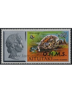 SELLOS DE AITUTAKI 1978 / 1980 - CONCHAS MARINAS CON SOBRECARGA OHMS - 1 VALOR - SERVICIO