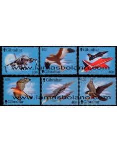 SELLOS GIBRALTAR 2001 - AVIONES DE LA ROYAL NAVY Y ROYAL AIR FORCE Y PAJAROS DE PRESA - 6 VALORES - CORREO
