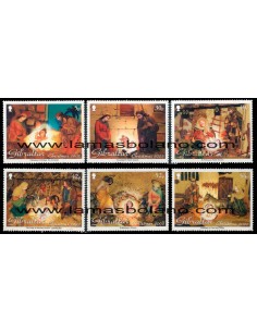 SELLOS GIBRALTAR 2002 - NAVIDAD - 6 VALORES - CORREO