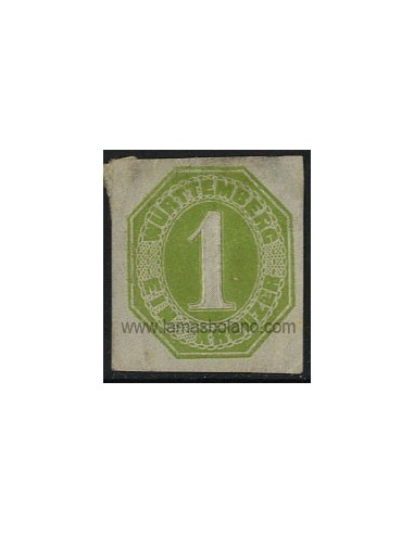 SELLOS DE ALEMANIA WURTENBERG 1863 - 1 VALOR CON FIJASELLO - CORREO