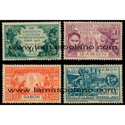 SELLOS GABON 1931 - EXPOSICION COLONIAL DE PARIS - 4 VALORES ** - CORREO