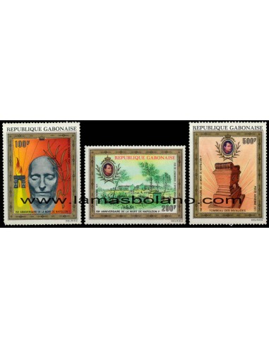 SELLOS GABON 1971 - NAPOLEON 150 ANIVERSARIO DEL FALLECIMIENTO - 3 VALORES - AEREO