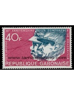SELLOS GABON 1974 - CONFERENCIA DE BRAZZAVILLE 30 ANIVERSARIO - 1 VALOR - AEREO
