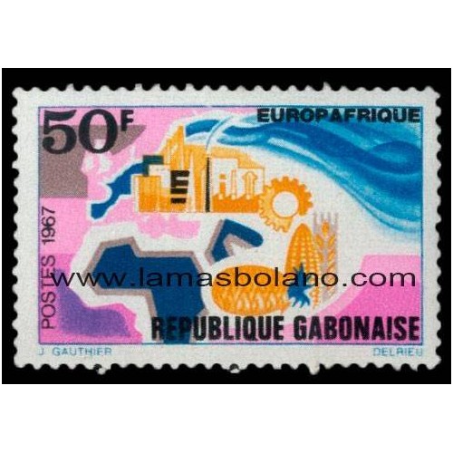 SELLOS GABON 1967 - EUROPAFRIQUE - 1 VALOR - CORREO