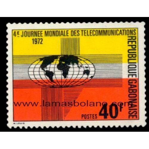 SELLOS GABON 1972 - JORNADA MUNDIAL DE LAS TELECOMUNICACIONES - 1 VALOR - CORREO