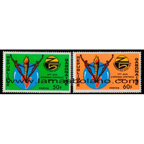 SELLOS GABON 1976 - JUEGOS DE AFRICA CENTRAL ZONA 5 - 2 VALORES - CORREO