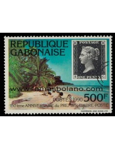SELLOS GABON 1991 - 150 ANIVERSARIO DEL PRIMER SELLO - 1 VALOR - CORREO