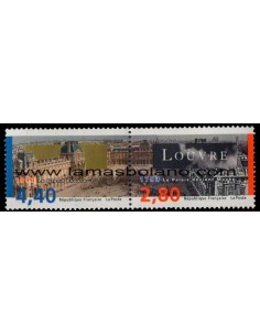 SELLOS FRANCIA 1993 - MUSEO DEL LOUVRE BICENTENARIO DE SU CREACION - 2 VALORES DIPTICO - CORREO