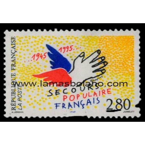 SELLOS FRANCIA 1995 - SOCORRO POPULAR FRANCES CINCUENTENARIO - 1 VALOR - CORREO