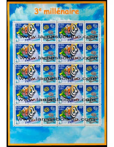 SELLOS FRANCIA 2000 - 3 MILENIO - HOJA 10 VALORES  - CORREO