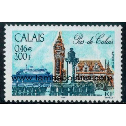 SELLOS FRANCIA 2001 - CALAIS, PAS DE CALAIS - 1 VALOR - CORREO