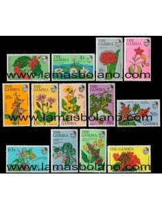 SELLOS GAMBIA 1977 - FLORES Y ARBUSTOS - 13 VALORES - CORREO