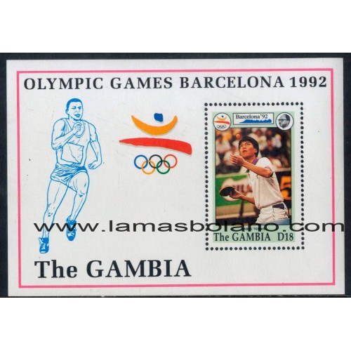 SELLOS GAMBIA 1992 - OLIMPIADA DE BARCELONA 92, ESPAÑA - HOJITA BLOQUE