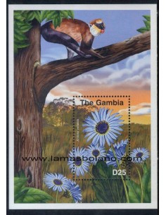 SELLOS GAMBIA 2001 - FLOR DE AFRICA, ARCTOTIS VENUSTA - HOJITA BLOQUE