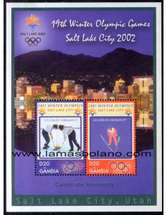 SELLOS GAMBIA 2002 - OLIMPIADA DE SALT LAKE CITY - HOJITA BLOQUE