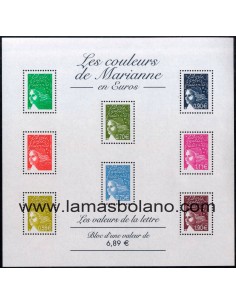 SELLOS FRANCIA 2004 - LOS COLORES DE MARIANNE EN EUROS - HOJITA BLOQUE