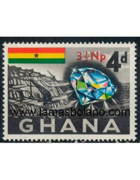 SELLOS GHANA 1959-61 - MINA DE DIAMANTES - 1 VALOR FIJASELLO - CORREO