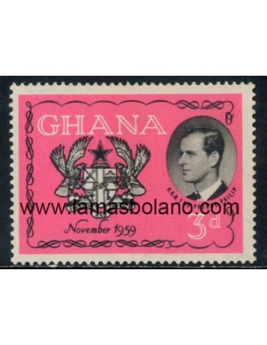 SELLOS GHANA 1959 - VISITA DEL PRINCIPE PHILIPPE DUQUE DE EDIMBURGO - 1 VALOR - CORREO