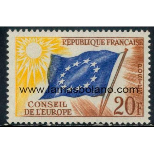 SELLOS FRANCIA 1958-59 - CONSEJO DE EUROPA - 1 VALOR - SERVICIO