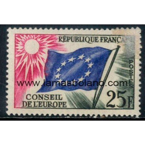 SELLOS FRANCIA 1958-59 - CONSEJO DE EUROPA - 1 VALOR - SERVICIO