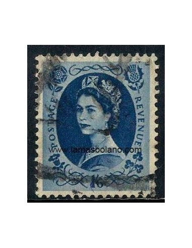 SELLOS INGLATERRA 1952-54 . ELIZABETH II - 1 VALOR MATASELLADO - CORREO