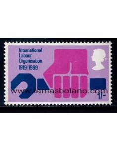 SELLOS INGLATERRA 1969 - OIT ORGANIZACION INTERNACIONAL DEL TRABAJO CINCUENTENARIO - 1 VALOR - CORREO