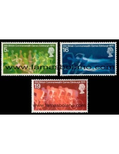 SELLOS INGLATERRA 1970 - JUEGOS DE LA COMMONWEALTH EN EDIMBURGO - 3 VALORES - CORREO