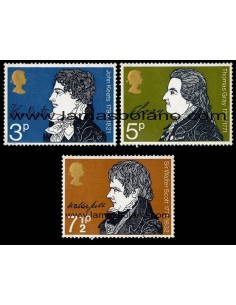 SELLOS INGLATERRA 1971 - ANIVERSARIOS LITERARIOS - 3 VALORES - CORREO