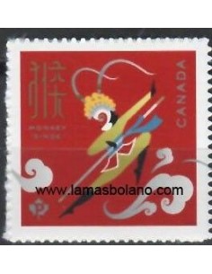 SELLOS CANADA 2016 - AÑO LUNAR CHINO DEL MONO - 1 VALOR AUTOADHESIVO - CORREO 