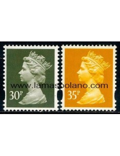 SELLOS INGLATERRA 1993 - SERIE CORRIENTE - 2 VALORES 2 BANDAS DE FOSFORO - CORREO