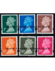 SELLOS INGLATERRA 1997 - SERIECORRIENTE - 6 VALORES 2 BANDAS DE FOSFORO - CORREO