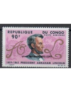 SELLOS REPUBLICA DEL CONGO 1966 - CENTENARIO MUERTE ABRAHAM LINCOLN - 1 VALOR - AÉREO 
