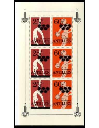 SELLOS DE ANTILLAS HOLANDESAS 1980 - JUEGOS OLIMPICOS DE MOSCU - HOJITA BLOQUE