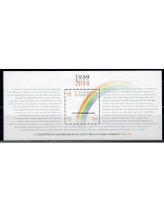 SELLOS VATICANO 2014 - CAÍDA MURO BERLÍN - 1 VALOR EN HOJITA BLOQUE 