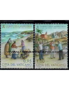 SELLOS VATICANO 2016 - JUBILEO DE LA MISERICORDIA - 2 VALORES - CORREO 