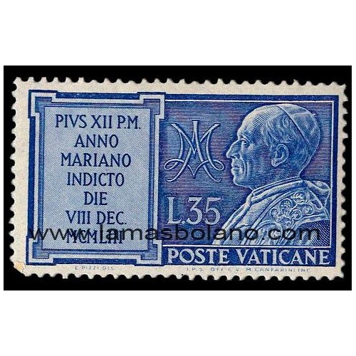 SELLOS VATICANO 1954 - AÑO MARIANO - 1 VALOR - CORREO